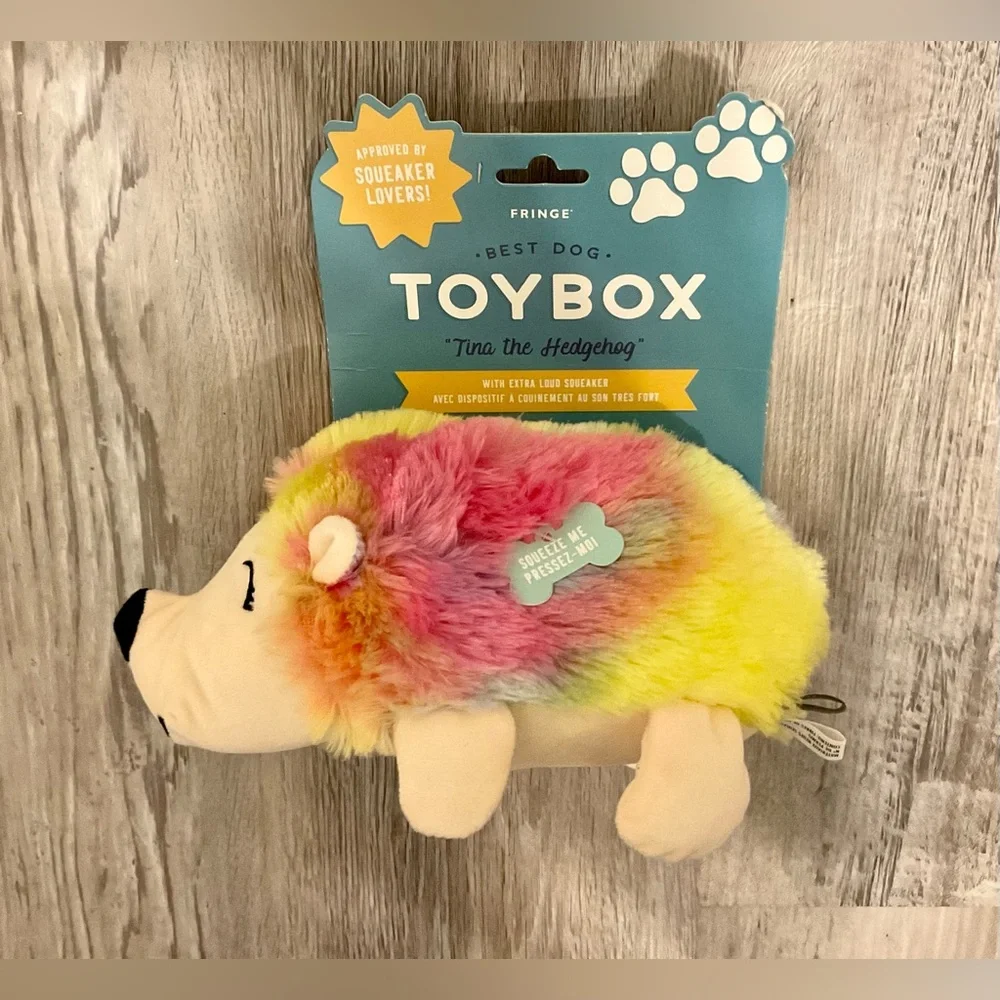 🔥HP🔥Rainbow Hedgehog Plush Toy Squeaker for dogs🐶